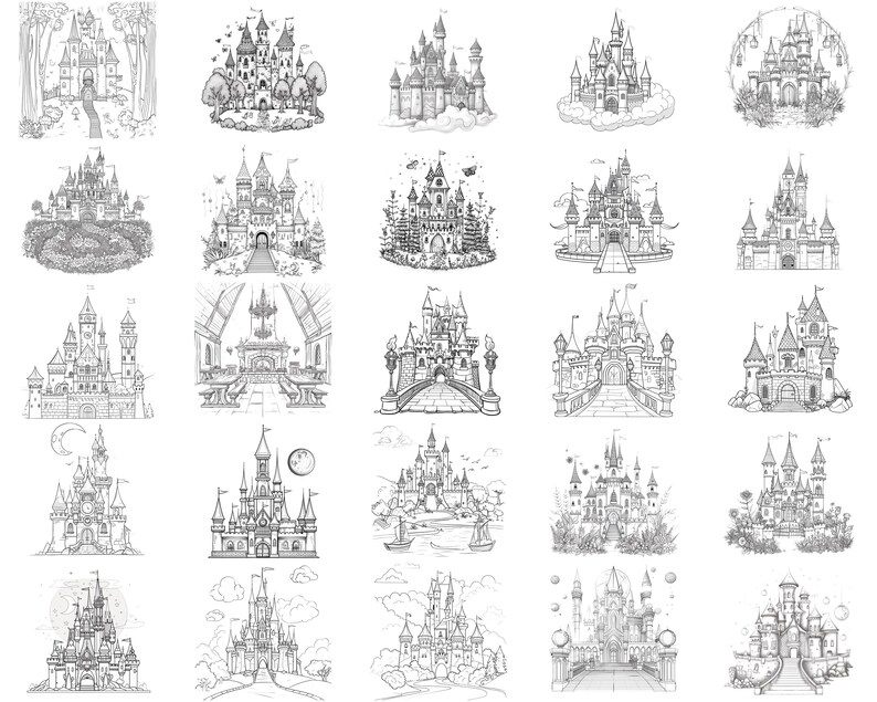100+ Fairy Tale Castle Procreate Stamps | Procreate Brushes | Instant ...