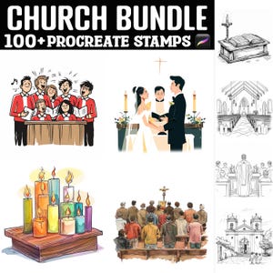 100+ Church Procreate Stamps | Procreate Brushes | Instant Digital Download
