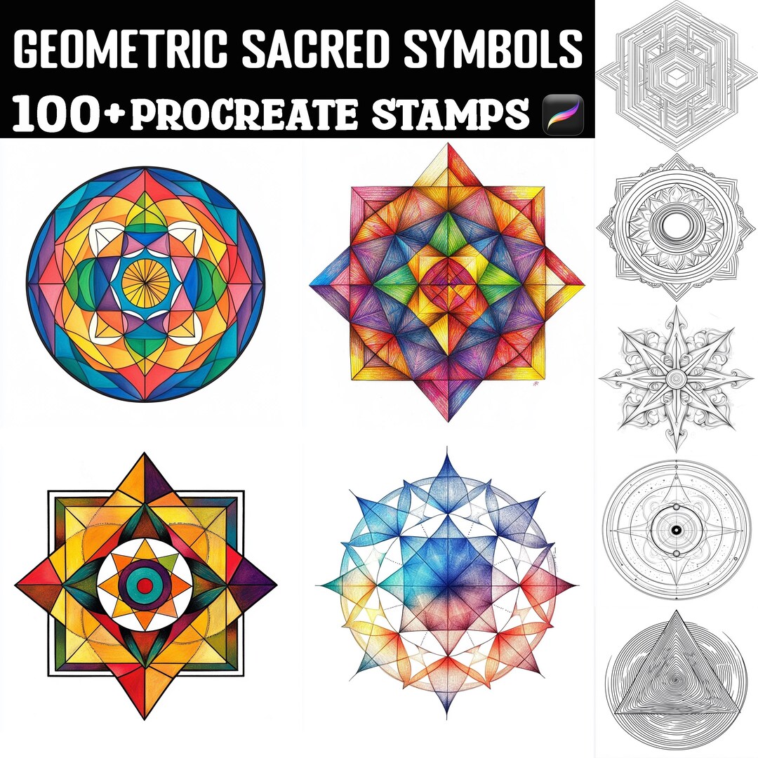 100+ Geometric Scared Symbols Procreate Stamps | Procreate Brushes ...