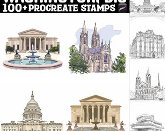 100+ Washington, D.C. Procreate Stamps | Procreate Brushes | Instant Digital Download