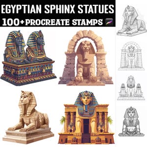 100+ Egyptian Sphinx Statues Procreate Stamps | Procreate Brushes | Instant Digital Download