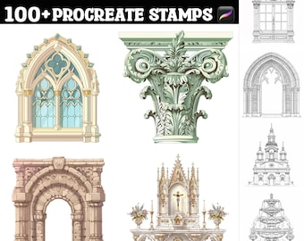 100+ Barock Architektur Procreate Stempel | Procreate Pinsel | Sofortiger digitaler Download
