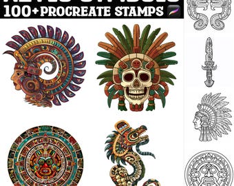 100+ Aztec Symbols Procreate Stamps | Procreate Brushes | Instant Digital Download
