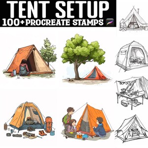 100+ Tent Setup Procreate Stamps | Procreate Brushes | Instant Digital Download