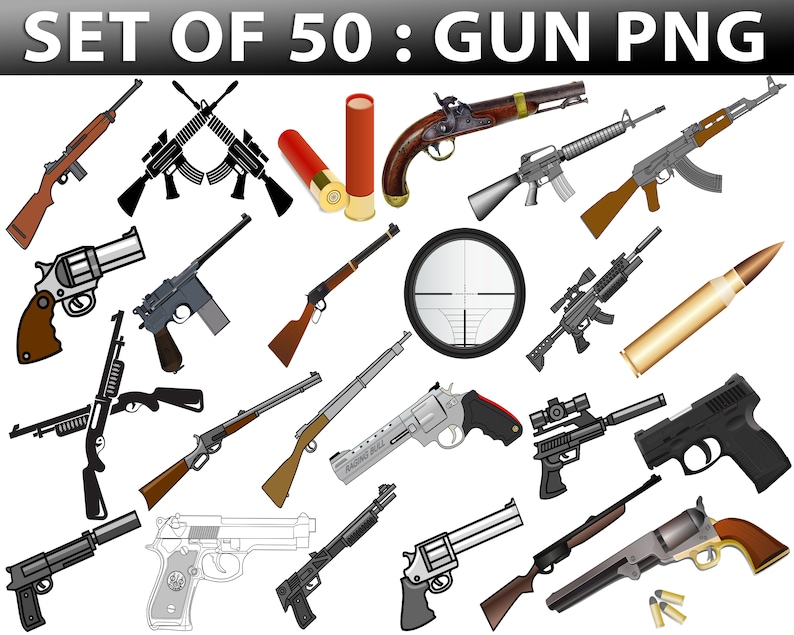 Gun Clipart Bundle Gun Clip Art Gun Llustrations Gun Etsy