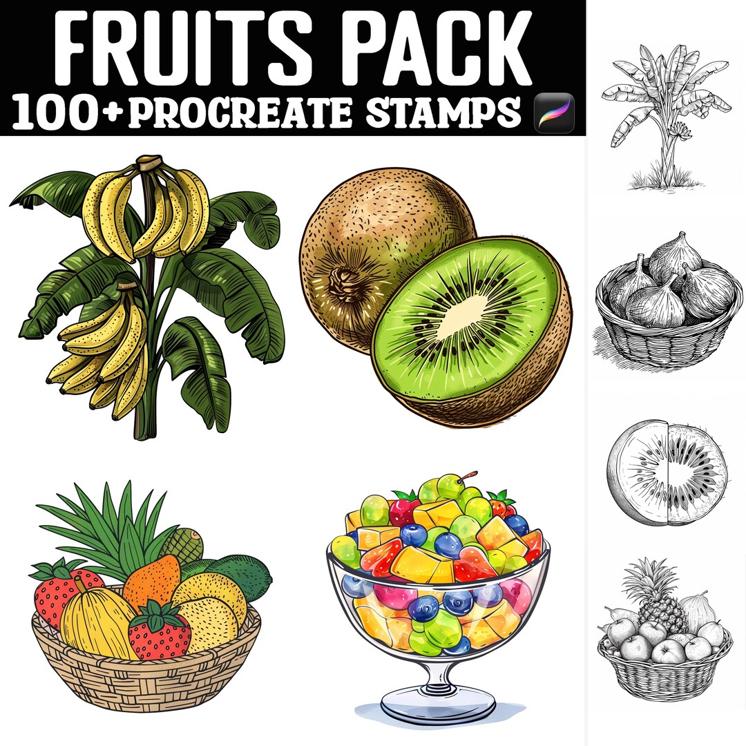 100+ Fruits Pack Procreate Stamps | Procreate Brushes | Instant Digital ...