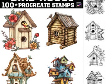 100+ vogelhuisje voortplantingsstempels | Voortplantingsborstels | Directe digitale download