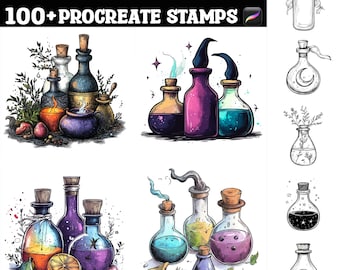 100+ zauberhafte Hexentränke Stempel | Procreate Pinsel | Sofortiger digitaler Download