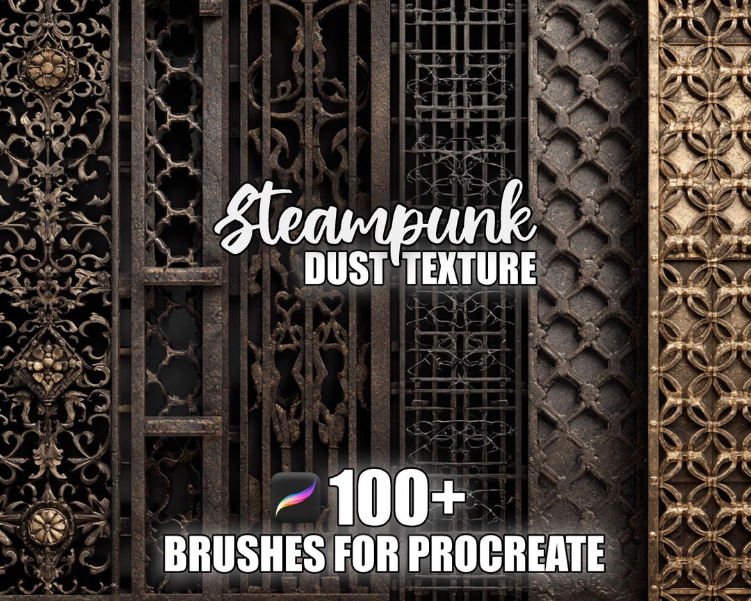 Stream Punk Texture 100+ Steampunk Dust Texture Procreate Pattern Brushes | Seamless ...