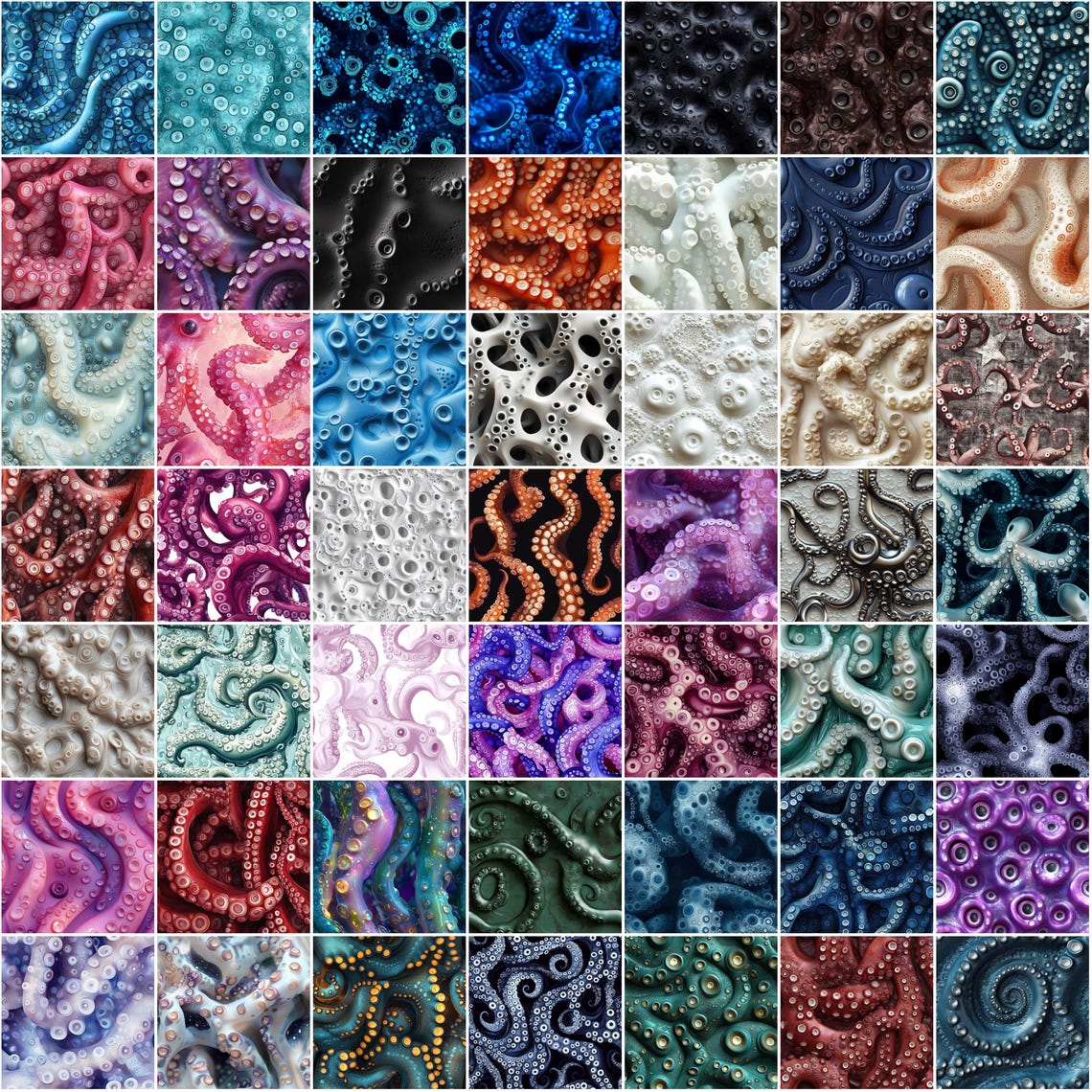 Octopus Suckers Texture Procreate Brushes: Seamless Tentacle Patterns ...