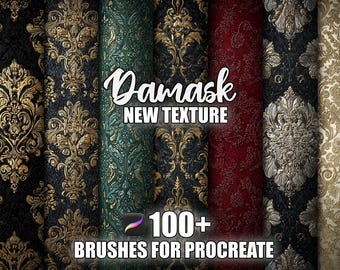 Damask Texture Procreate Brushes: 100+ Seamless Pattern Stamps (Instant Download)