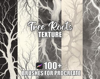 Pinceaux Procreate Tree Roots : plus de 100 tampons de texture transparente (téléchargement instantané)