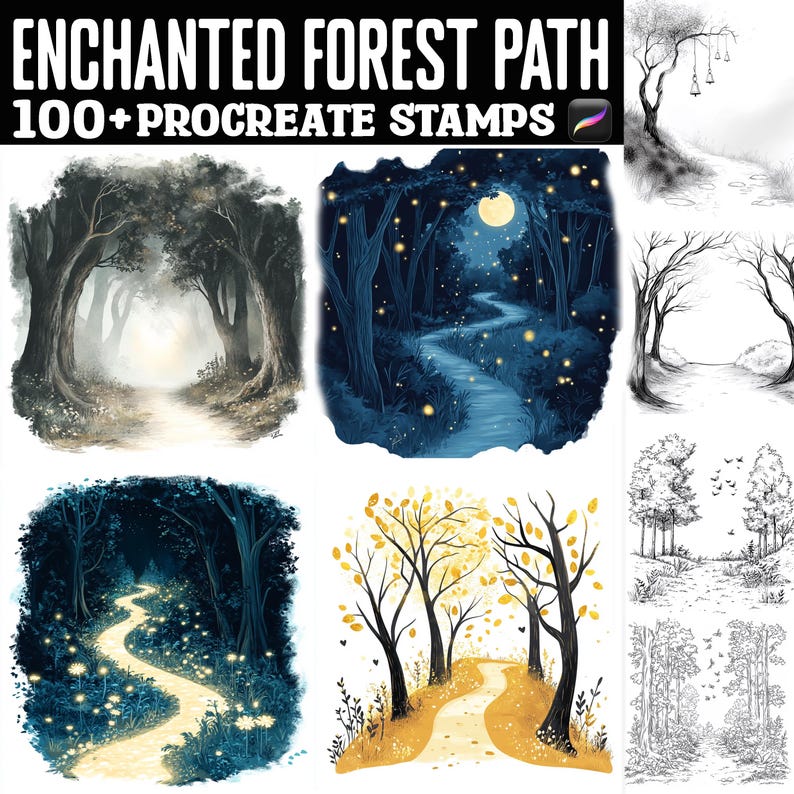 100+ Enchanted Forest Path Procreate Stamps | Procreate Brushes ...