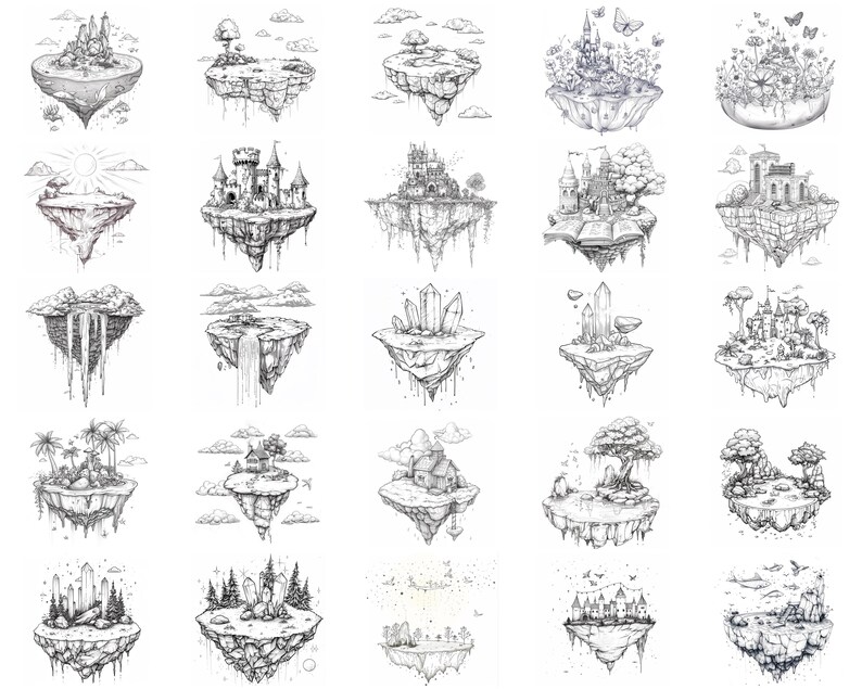 100+ Floating Fairy Tale Castle Procreate Stamps | Procreate Brushes ...