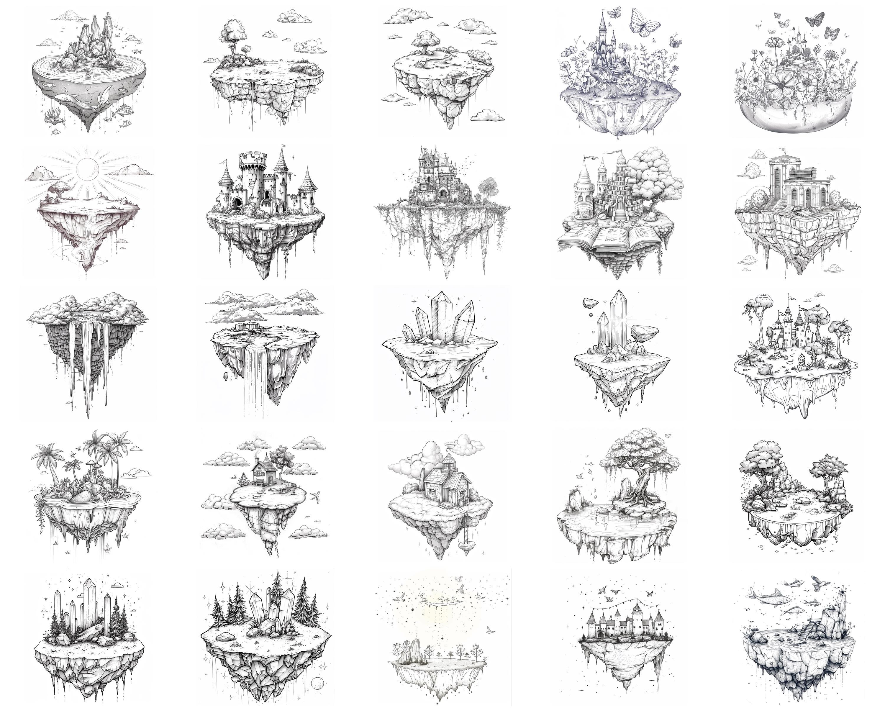 100+ Floating Fairy Tale Castle Procreate Stamps | Procreate Brushes ...