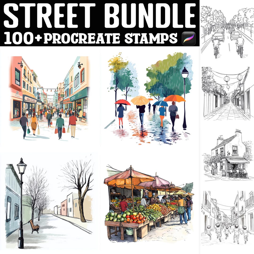 100+ Street Scene Procreate Stamps | Procreate Brushes | Instant ...