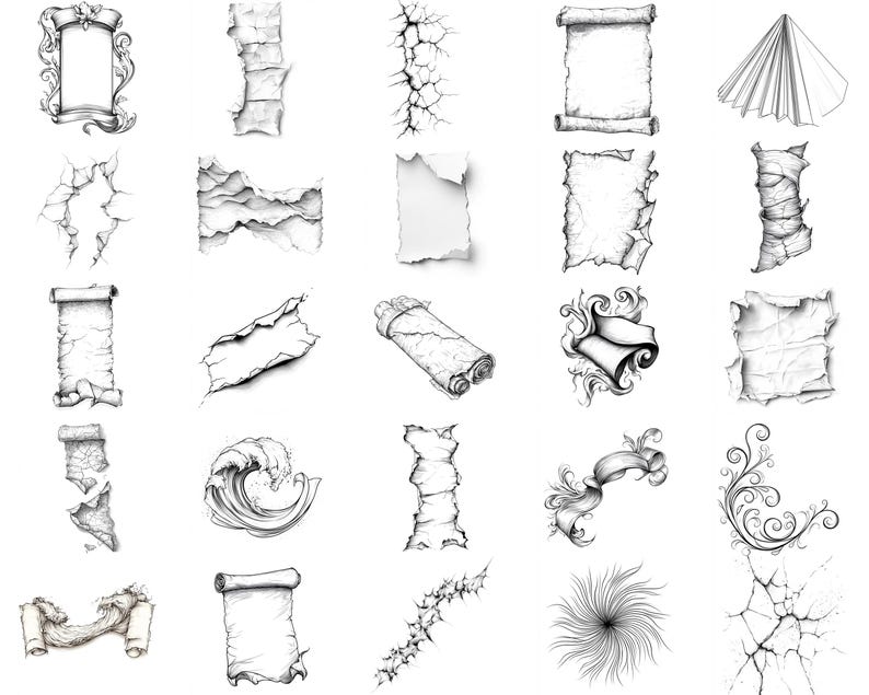 100+ Ripped Scroll Edges Procreate Stamps | Procreate Brushes | Instant ...