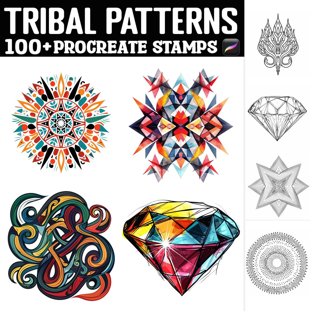 100+ Tribal Patterns Procreate Stamps | Procreate Brushes | Instant ...