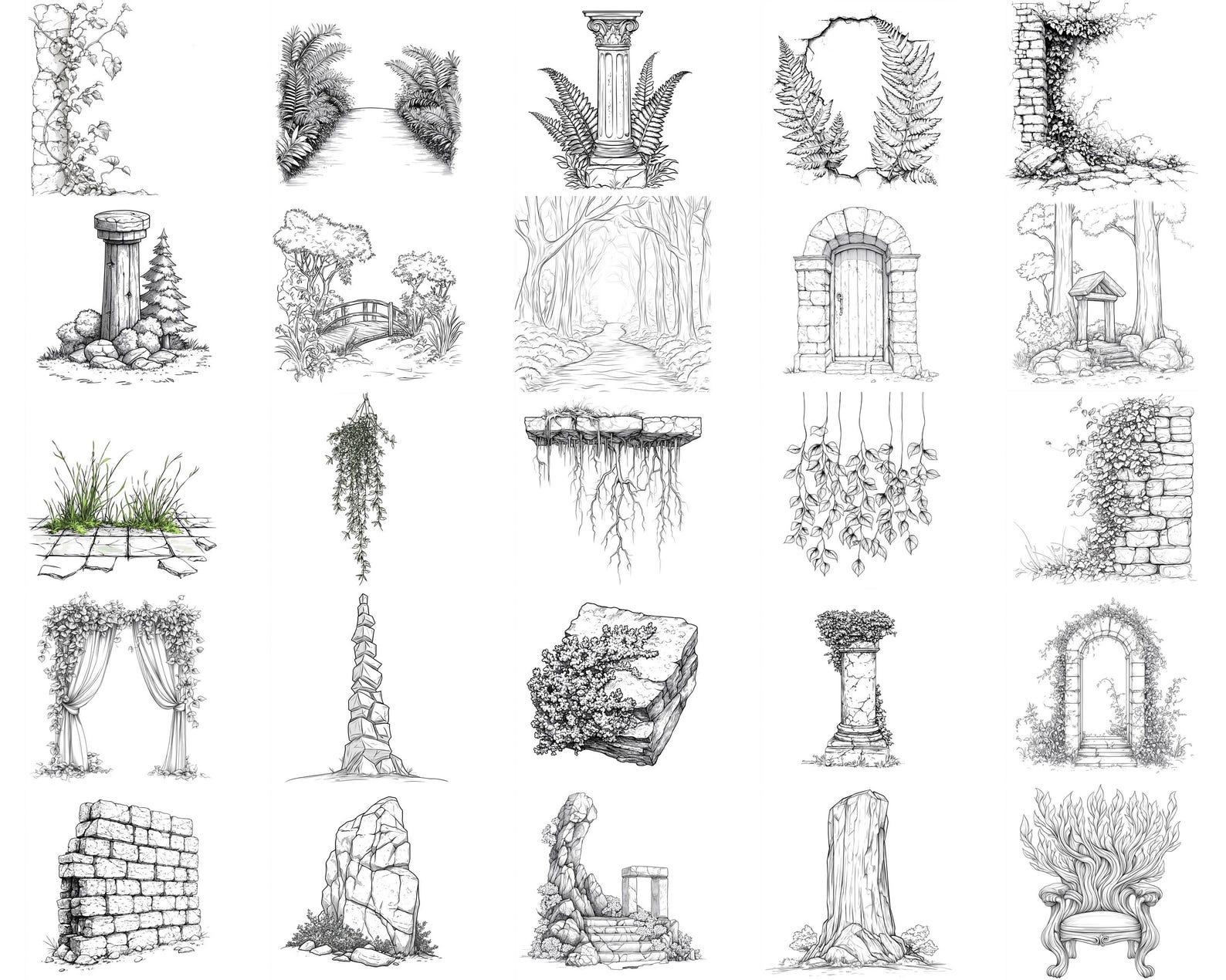 100+ Overgrown Ruins Procreate Stamps | Procreate Brushes | Instant ...