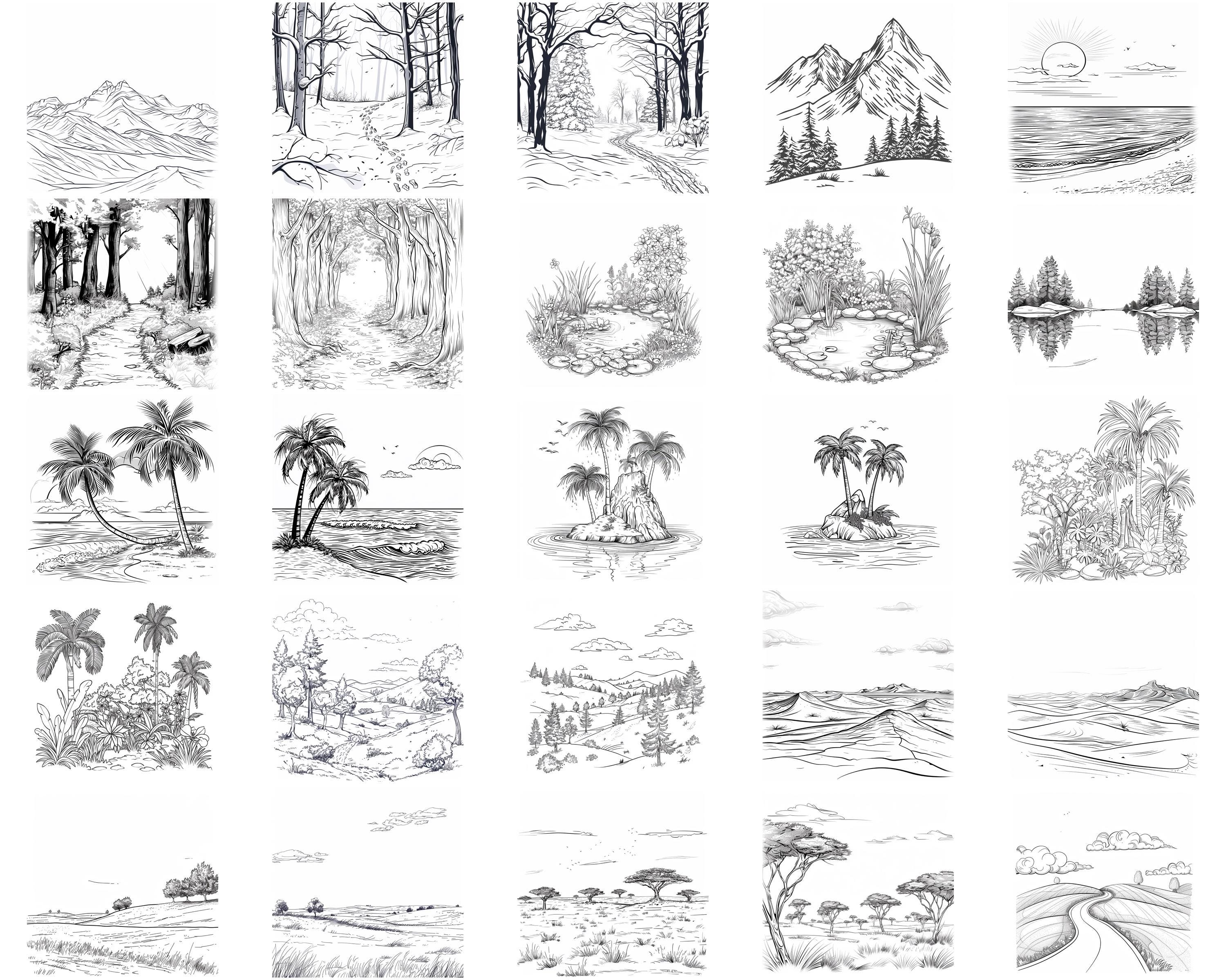 100+ Nature Landscape Procreate Stamps | Procreate Brushes | Instant ...