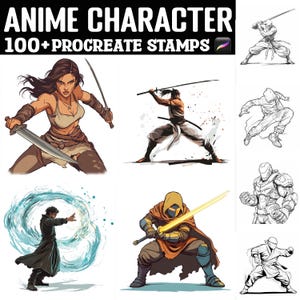 100+ Anime Character In Action Procreate Stamps | Procreate Brushes | Instant Digital Download