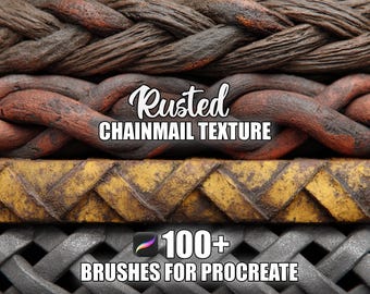Rusted Chainmail Procreate Brushes: Seamless Medieval Textures (Digital Download)