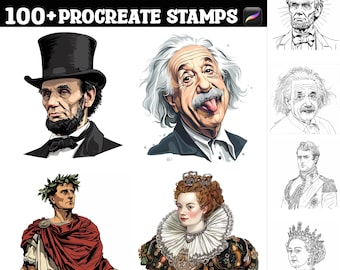 100+ Historical Figures Procreate Stamps | Procreate Brushes | Instant Digital Download