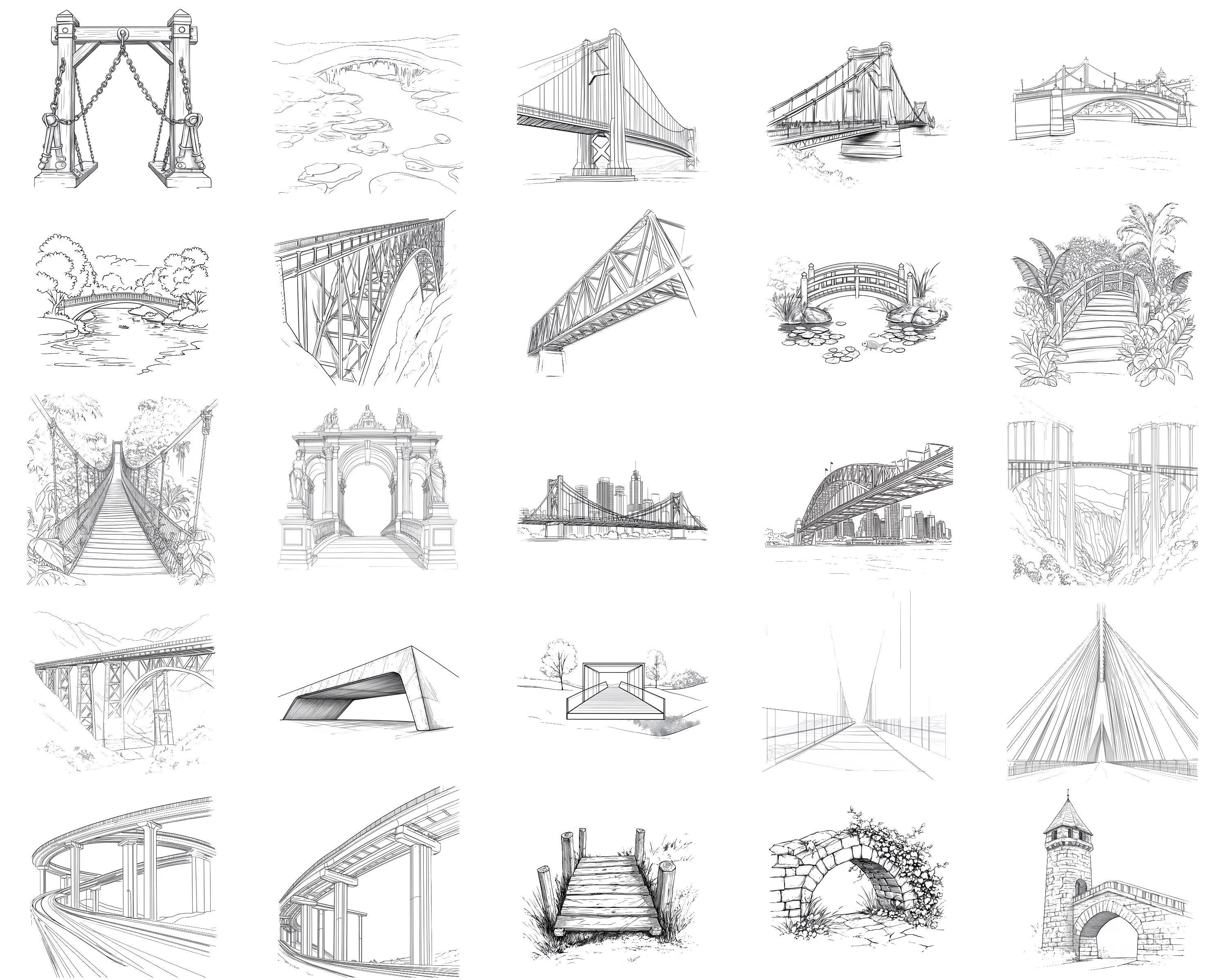 100+ Bridge Architecture Procreate Stamps | Procreate Brushes | Instant ...