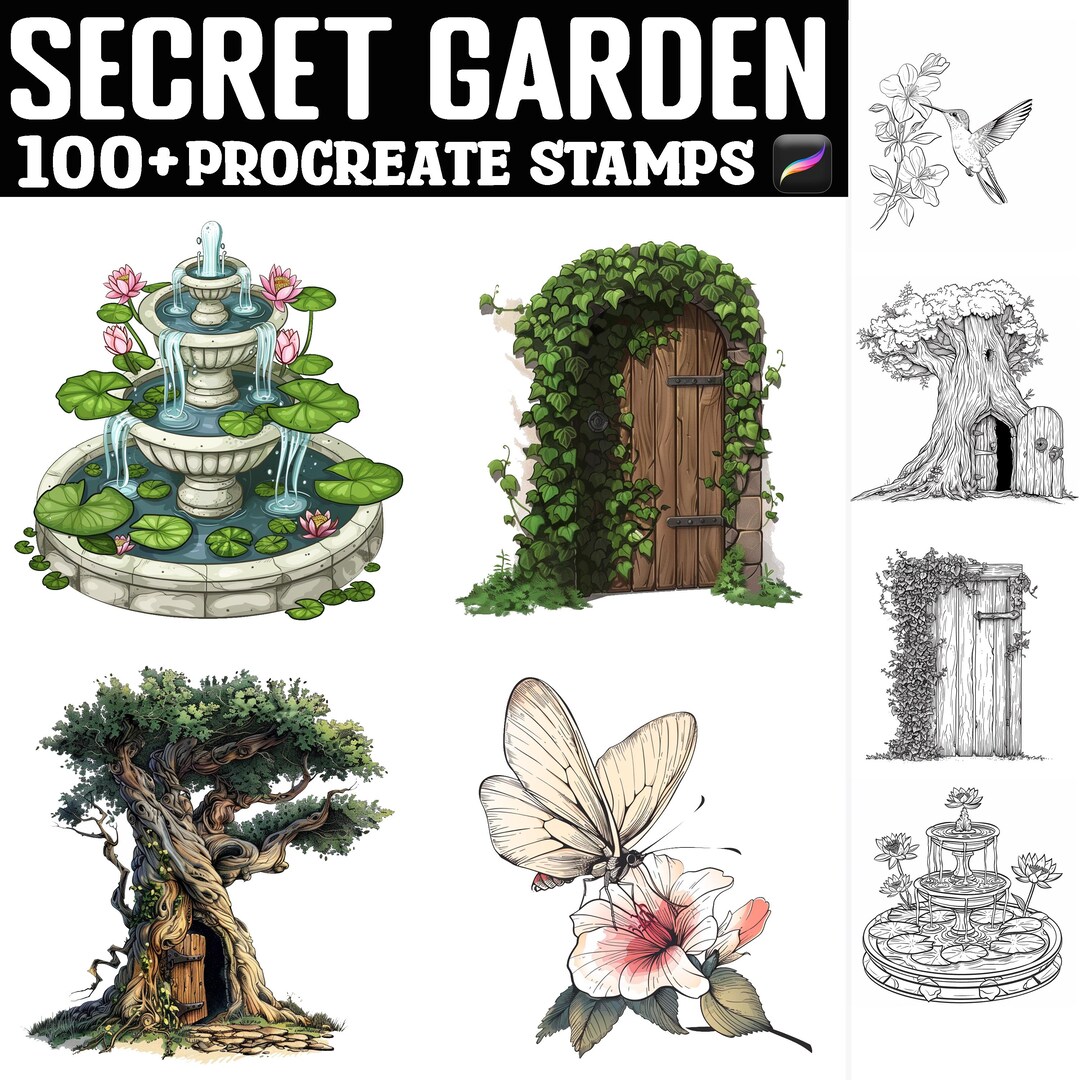 100+ Secret Garden Procreate Stamps | Procreate Brushes | Instant ...