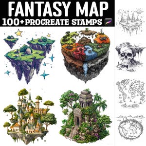 Plus de 100 timbres de procréation de carte fantastique | Pinceaux procréer | Téléchargement numérique instantané