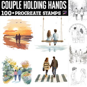 100+ Couple holding Hands Procreate Stamps | Procreate Brushes | Instant Digital Download