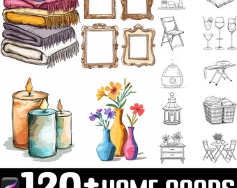 Más de 120 sellos para artículos del hogar / pinceles para Procreate / descarga digital instantánea