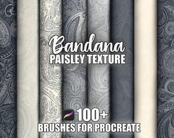 Paisley Texture Procreate Brushes: Bandana Pattern Brush Set (Instant Download