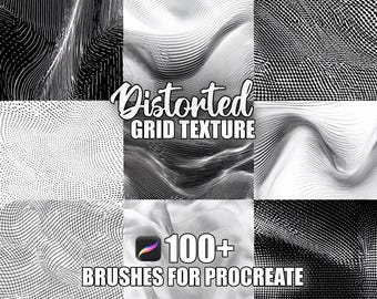 Distorted Grid Procreate Brushes: 100+ Seamless Texture Patterns (Instant Download)