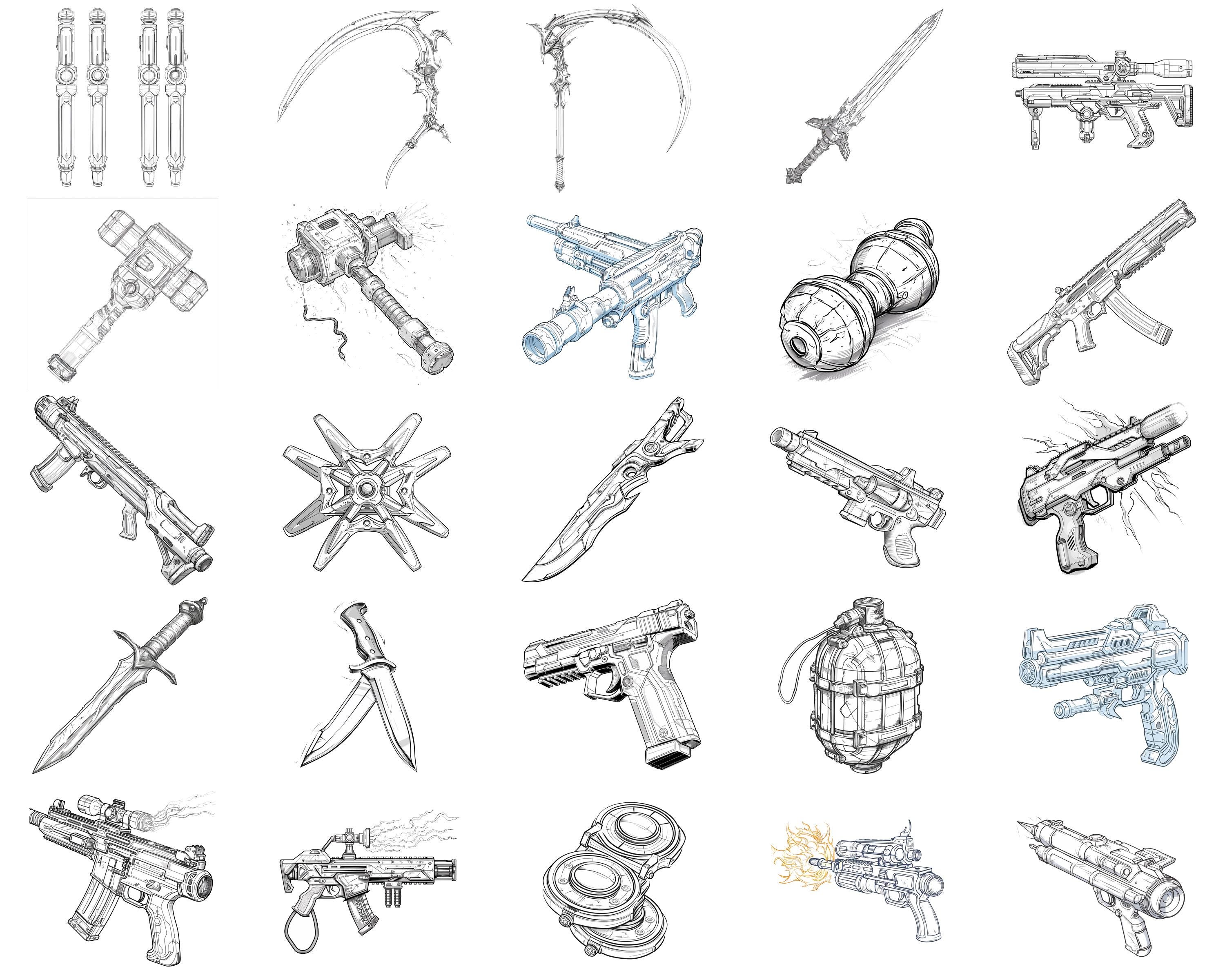 100+ Futuristic Weapons Procreate Stamps | Procreate Brushes | Instant ...