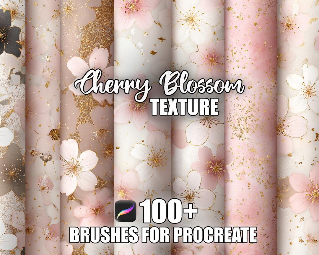 Cherry Blossom Procreate Brushes: 100+ Seamless Texture Stamps (instant ...