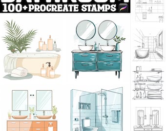 100 種類以上のバスルーム Procreate スタンプ | Procreate ブラシ | インスタント デジタル ダウンロード