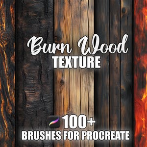 Burn Wood Texture Procreate Brushes: Seamless Charred Timber Patterns (Digital Download)