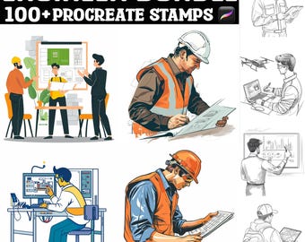 100+ Engineer Procreate Stamps | Procreate Brushes | Instant Digital Download