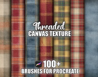 キャンバステクスチャ Procreate ブラシ: 100 種類以上のシームレスなスレッドパターン (即時ダウンロード)