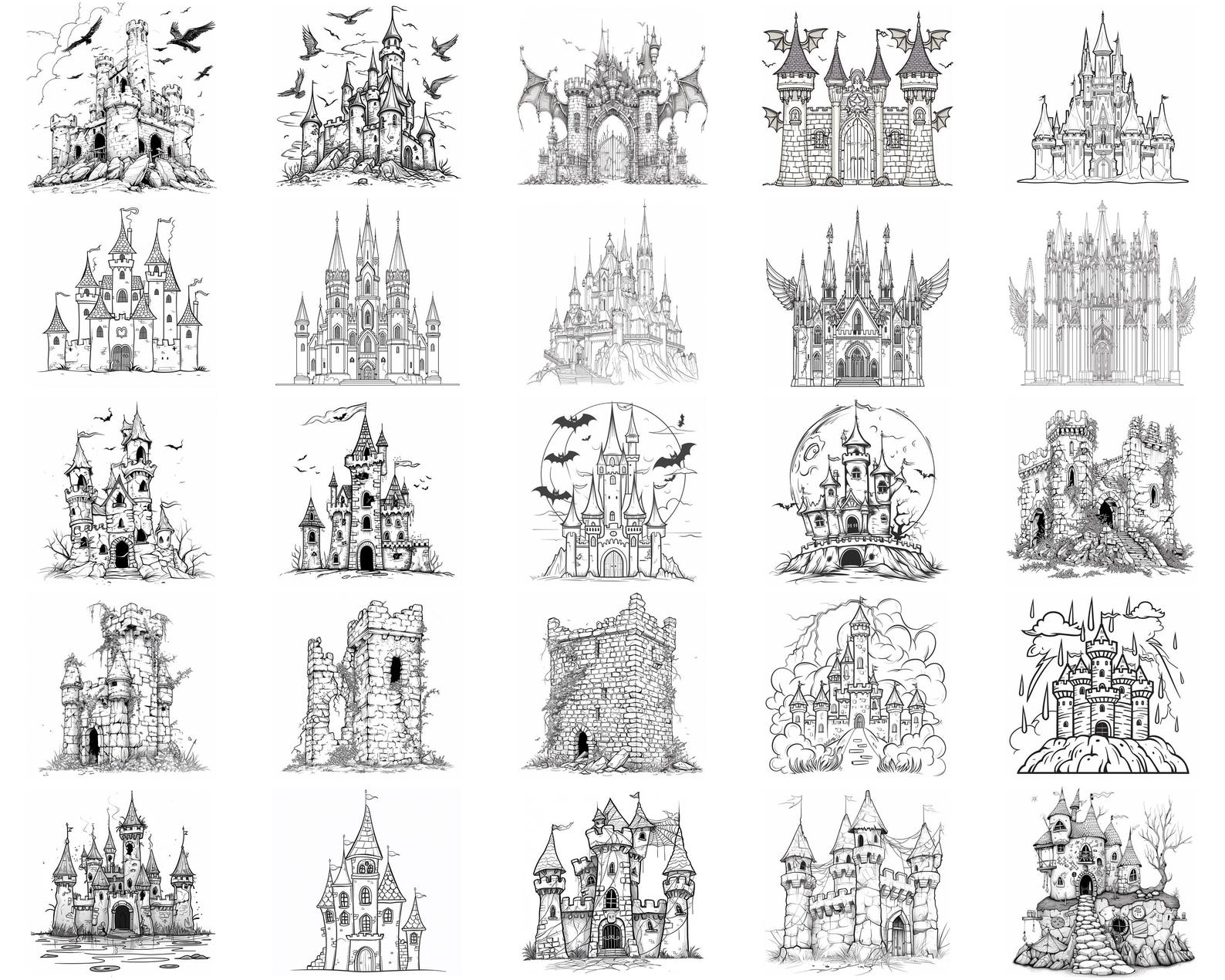 100+ Dark Fairytale Castles Procreate Stamps | Procreate Brushes ...