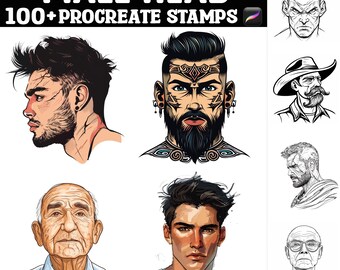 100+ męskich znaczków Procreate | Pędzle Procreate | Natychmiastowe pobieranie cyfrowe