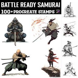 100+ Battle Ready Samurai Procreate Stamps | Procreate Brushes | Instant Digital Download