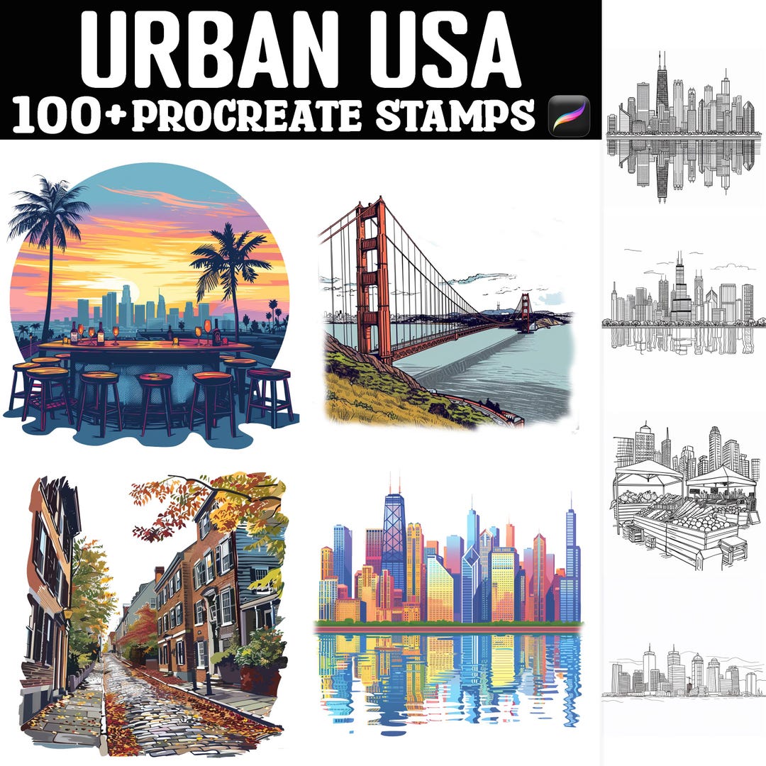 100+ Urban USA Procreate Stamps | Procreate Brushes | Instant Digital ...
