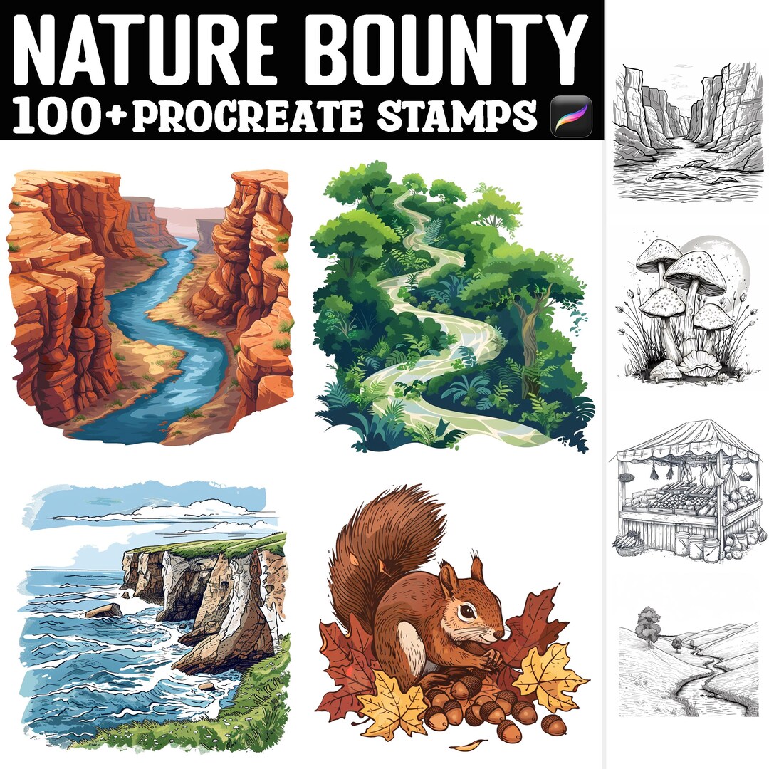 100+ Nature Bounty Procreate Stamps | Procreate Brushes | Instant ...