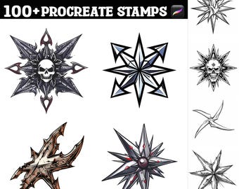 100+ Ninja Star-wapens geven postzegels voort | Voortplantingsborstels | Directe digitale download