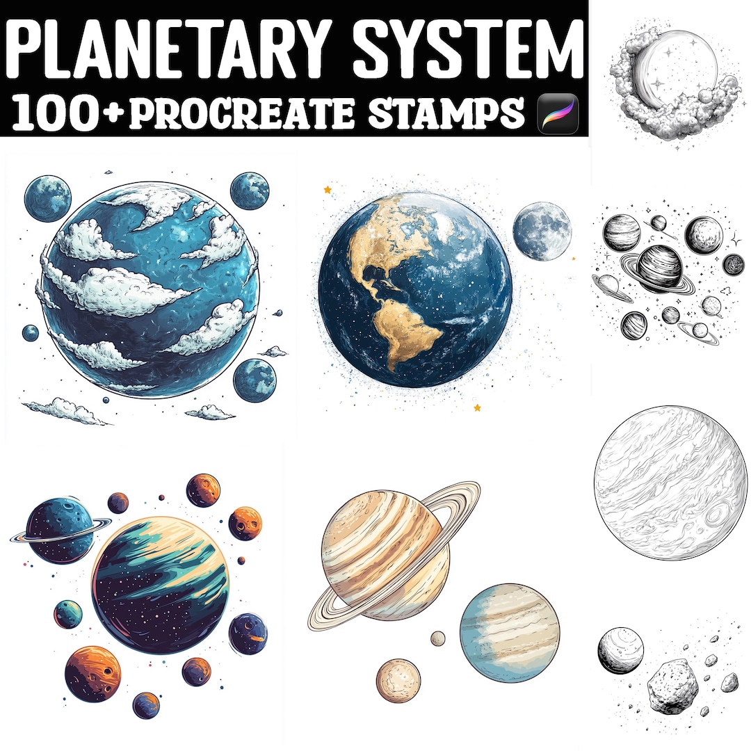 100+ Planetary System Procreate Stamps | Procreate Brushes | Instant ...