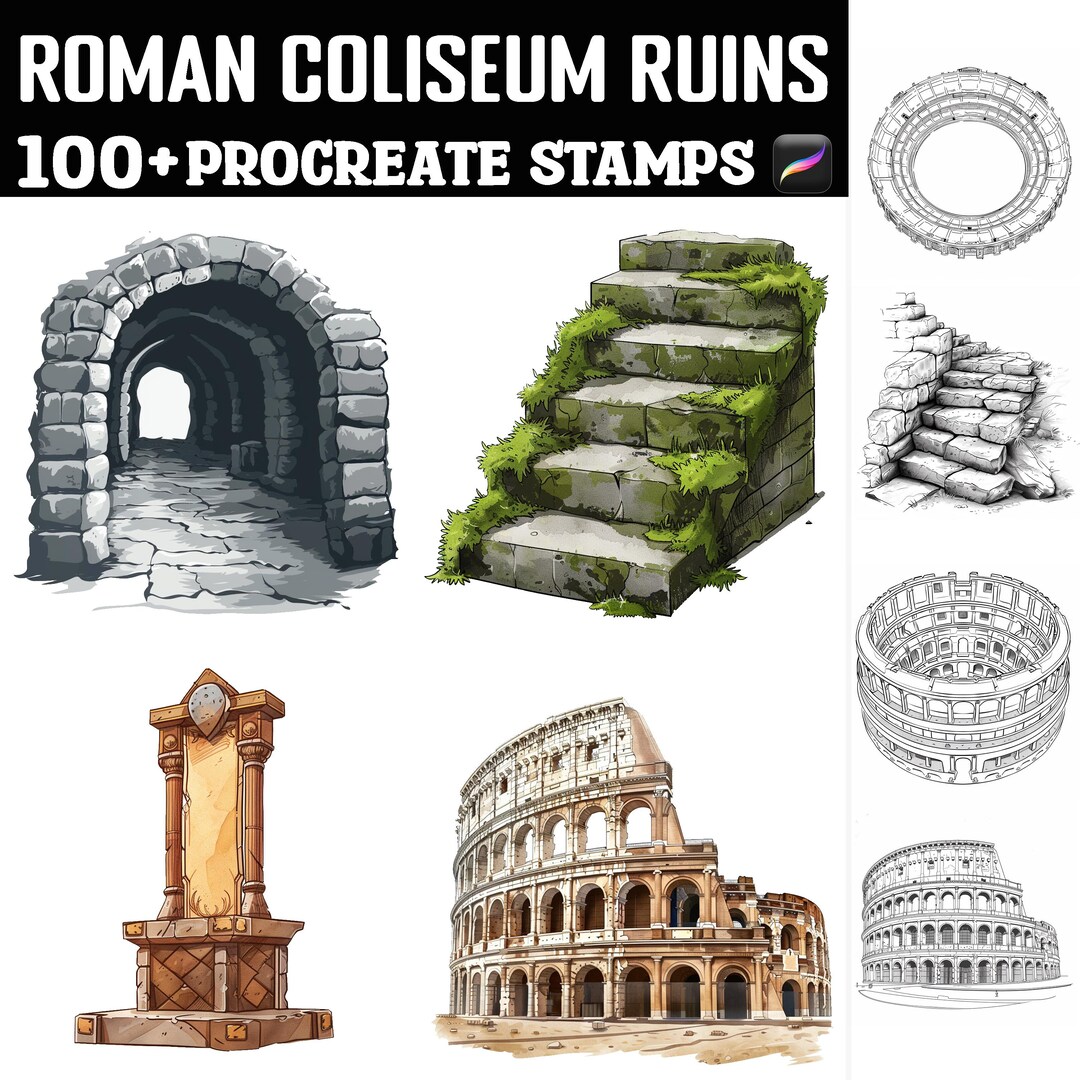 100+ Roman Coliseum Ruins Procreate Stamps | Procreate Brushes ...