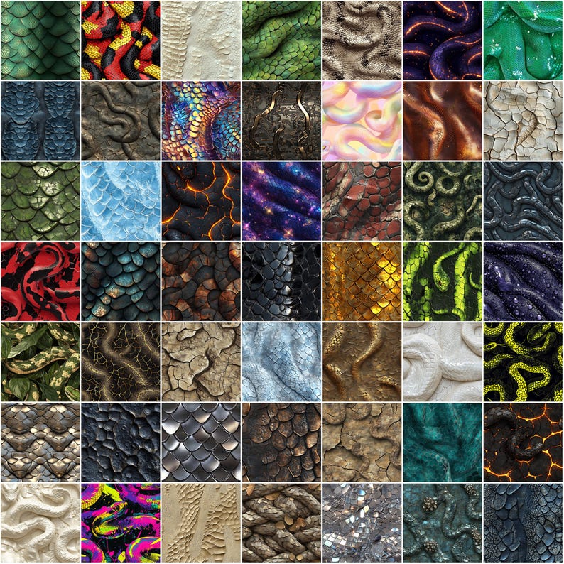 Snake Texture Procreate Brushes: Seamless Reptile Patterns (instant ...