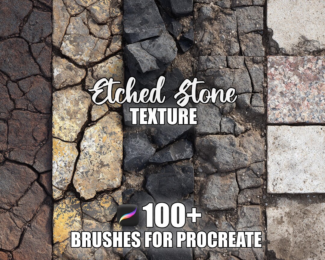 Etched Stone Texture Procreate Brushes: Seamless Patterns (instant ...